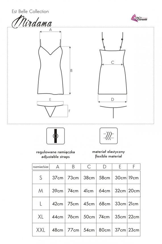 Mirdama Navy Blue LC 90519 Koszula damska + stringi LivCo Corsetti Fashion - navy blue 