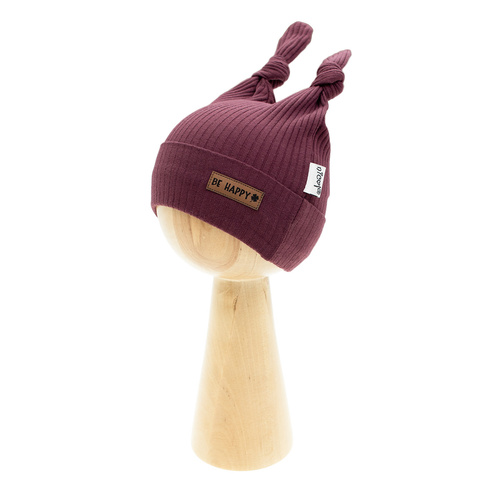 217054 Palarie din bumbac Alisa Nicol – visiniu cu noduri