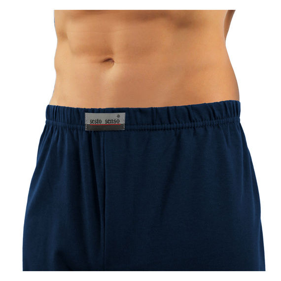 Pijamale bărbați Sesto Senso cu mâneci scurte cu fermoar - ancore bleumarin