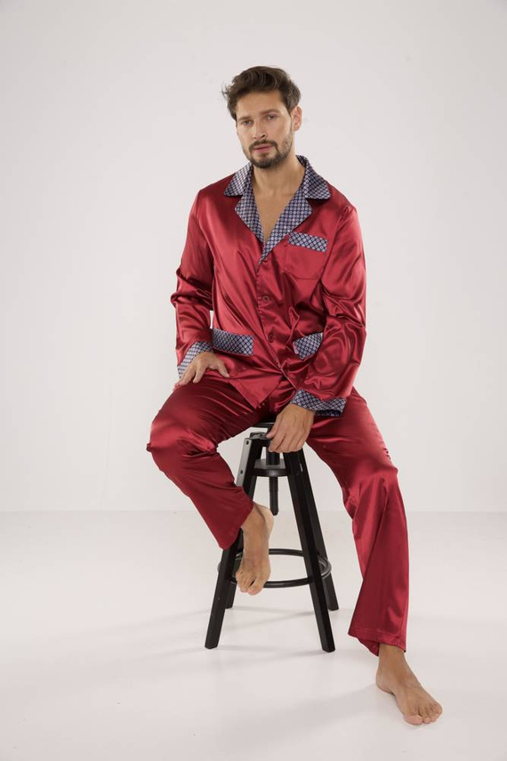 939 Pijama bărbătească Satin Maroon