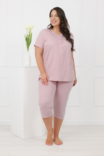 Hemaria Italian Fashion pijama damă bumbac 3/4 plus size roz