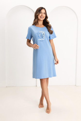 Pijama Regina 174, 100% bumbac, cu print, mânecă scurtă, confort pentru fiecare noapte