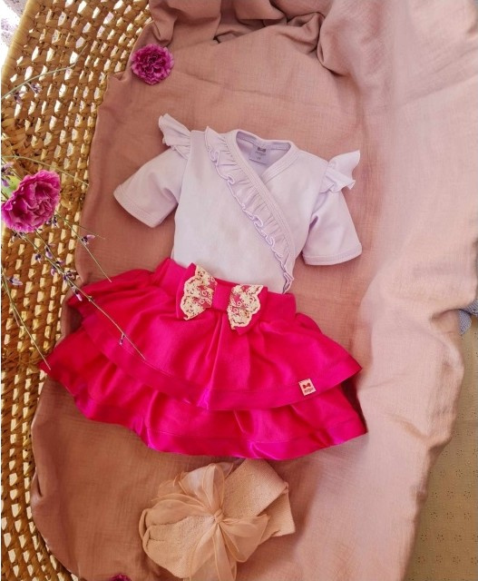 Body 362F Calinka Marija cu fermoar și mâneci scurte - mov deschis