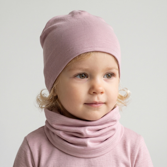 229105 Nicol Fular pentru copii 100% Merino roz pudrat
