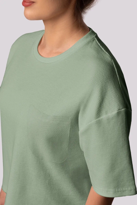 Pijamale confortabile de damă Mona cu mâneci scurte, verde fistic