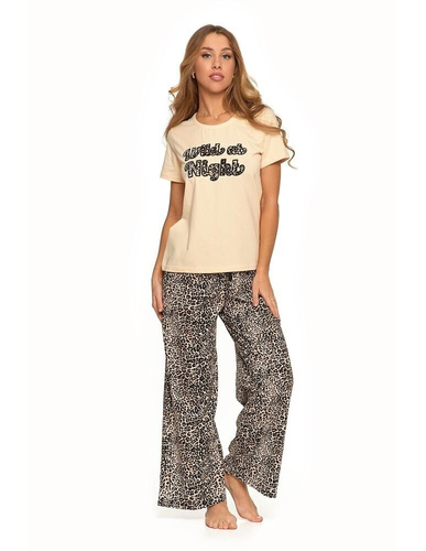 PDD4300-013 Pijama dama Moraj cu maneca scurta - bej