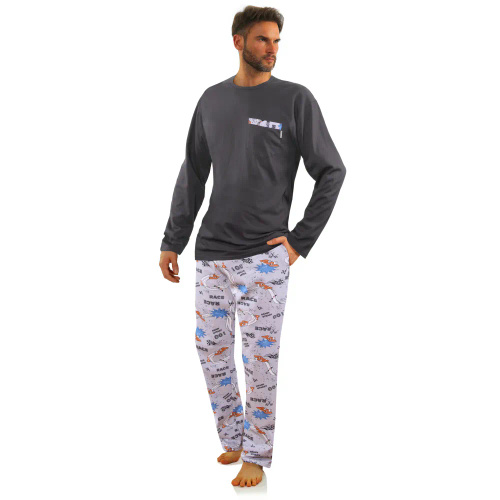 2660/09 Sesto Senso pijamale și pantaloni pentru bărbați cu mâneci lungi - grafit