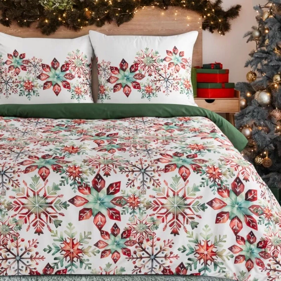 Lenjerie de pat de Crăciun Elsa Eurofirany bej, 100% bumbac, cu fermoar