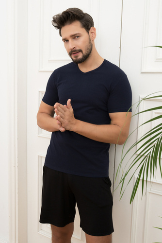 Tricou bărbătesc Ikar, gât rotund Modă italiană - albastru marin