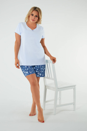 Pijama cu mânecă scurtă pentru femei Tulip, pantaloni scurți Italian Fashion - albastru/print