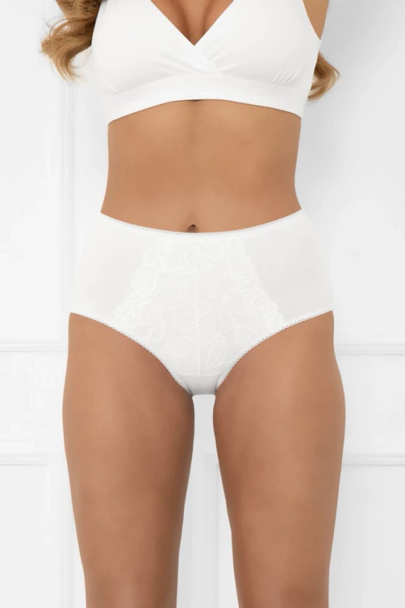 Libra chiloți maxi pentru femei cu accent de dantelă | Italian Fashion alb
