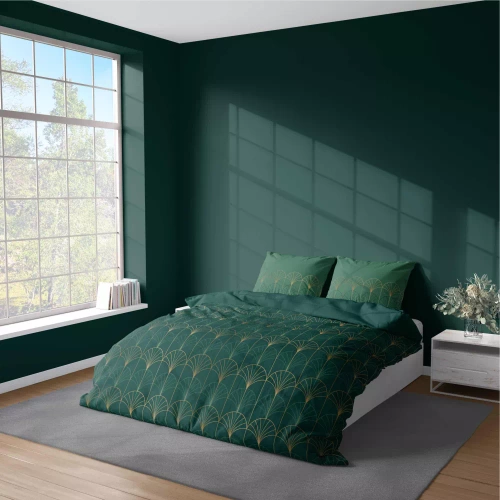 5023 A Lenjerie de pat din microfibră auriu art deco Detexpol verde sticla