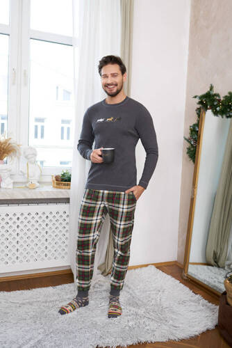 Seward Pijama cu mânecă lungă pentru bărbați, pantaloni lungi Italian Fashion - c.melange/print