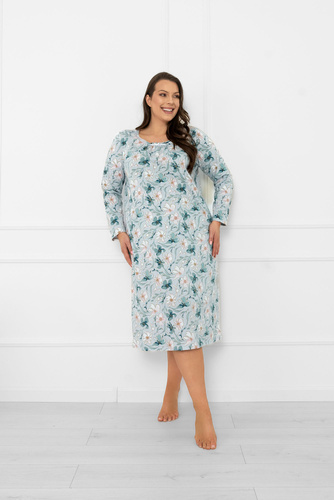 Cămașă de noapte pentru femei Sekwoja - bumbac, mânecă lungă, model floral Italian Fashion