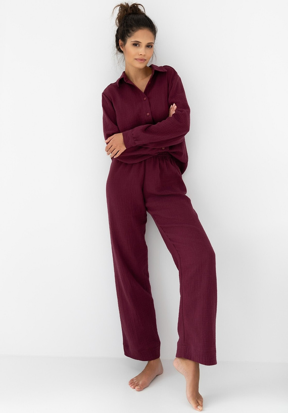 Pijamale pentru femei Colette Sensis - din bumbac, cu mânecă lungă, cu nasturi