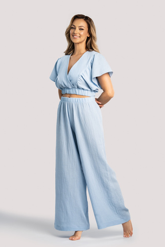 Set de muselina dama Tola Unikat albastru – lenjerie intima de vara acasa