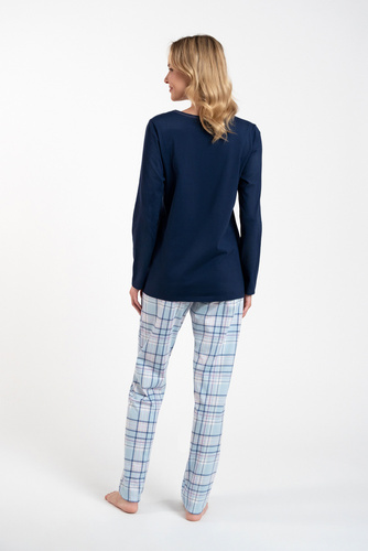 Glamour Pijama de damă cu mânecă lungă și pantaloni lungi Italian Fashion - albastru navy/print
