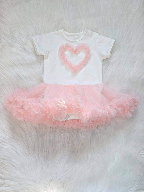 Body rochie Mia Bambarillo pentru bebelușă cu fustă din tul elegant apricot