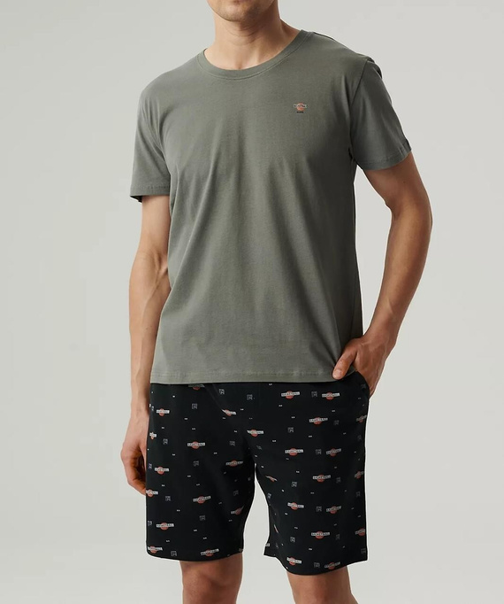 NMP-384 Pijamale bărbați cu mâneci scurte, Atlantic-kaki negru