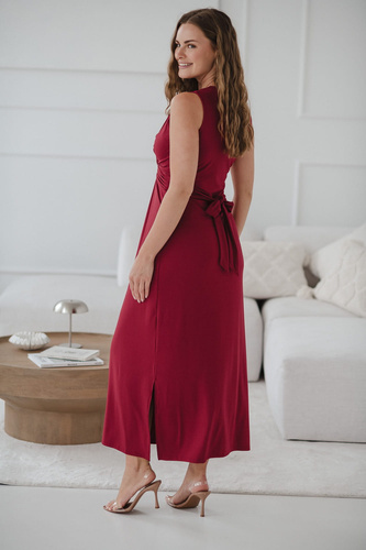 Rochie maxi de maternitate si alaptare cu bucla Milk&Love burgundy