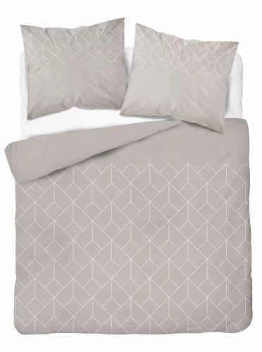 5327 B Lenjerie de pat din satin geometric Detexpol bej