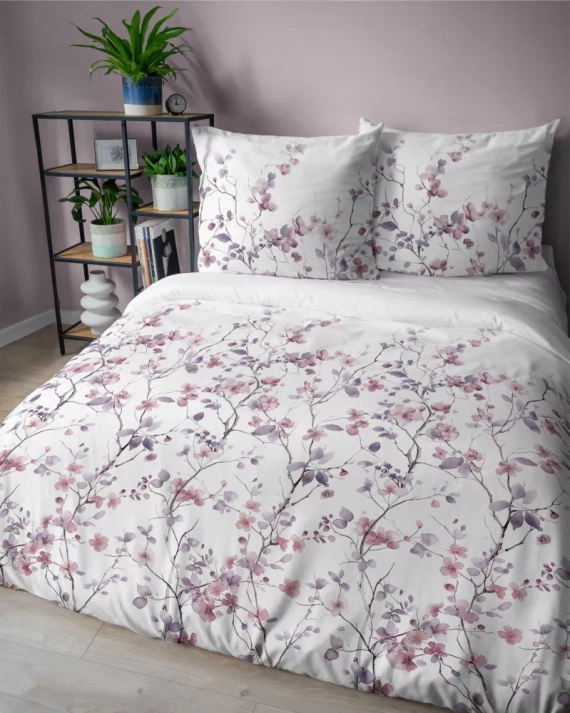 5490 B Detexpol Satin Stories lenjerie de pat satin alb | 100% bumbac, țesătură din satin, fermoar, ambalaj cadou