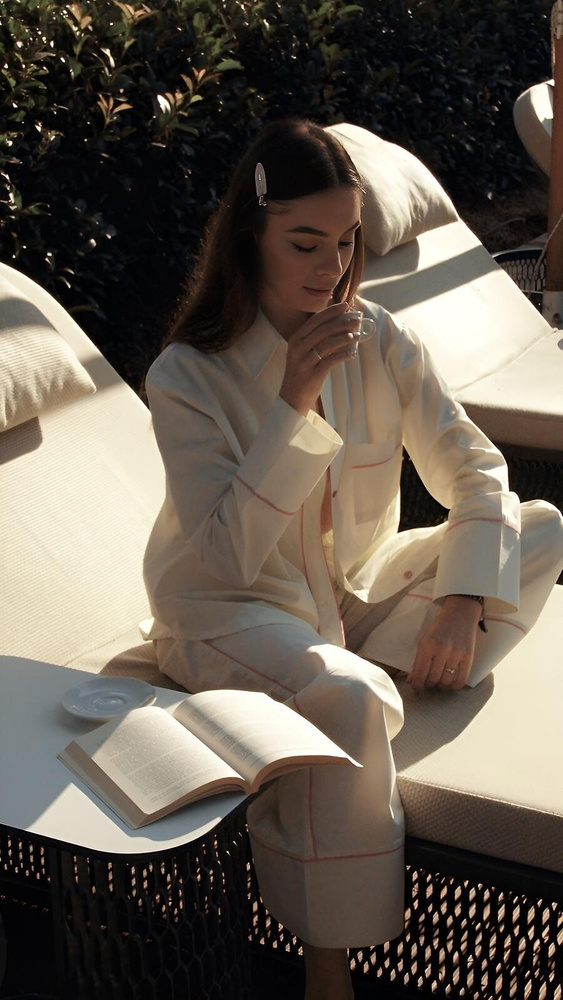 Pijama damă Sensis Raven lime – bumbac, cămașă cu nasturi și pantaloni