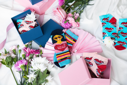 K89S Super Mama Foot Socks Italian Fashion - albastru marin/culori