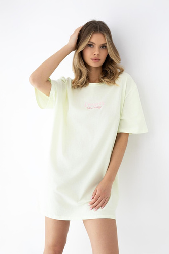 Cămașă de noapte Savanna Sensis lime bumbac lejeră și comodă