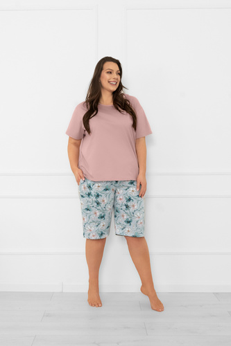 Pijama de damă Perlis - mânecă scurtă, pantaloni scurți, bumbac Italian Fashion  