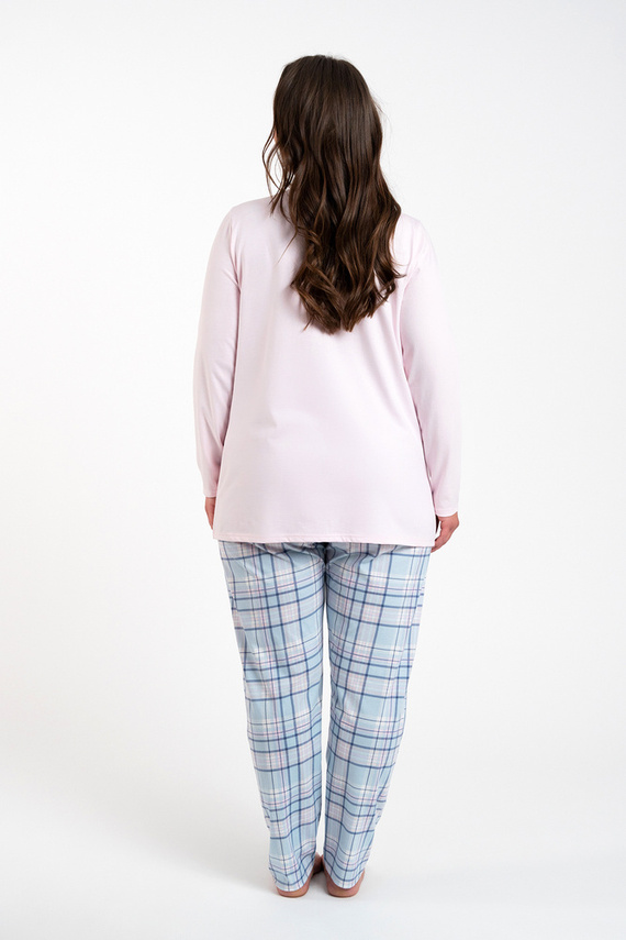 Emilly Unzipped Ladies' Long Sleeve Pyjamas and Trousers Italian Fashion - roz/print