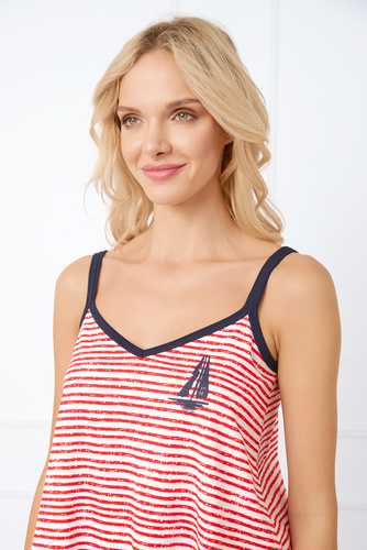 Flota Pijama de damă slim-fit, pantaloni scurți Italian Fashion - imprimeu roșu/albastru 