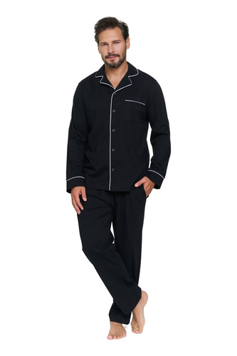 Pijamale bărbați Doctor Nap 7528 100% bumbac, cu nasturi, cu buzunare, deschidere frontală
