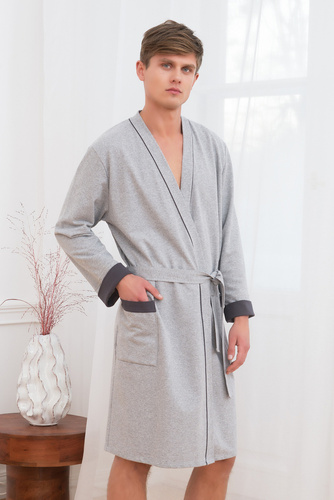 Gabriel Halat de baie pentru bărbați cu buzunare Italian Fashion- melange/graphite