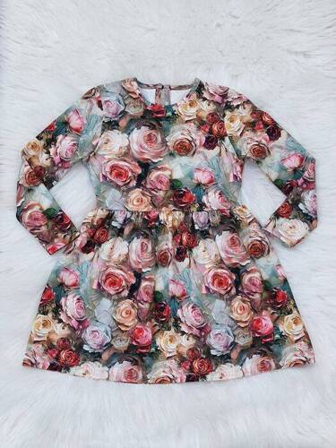 Rochie cu maneca lunga Painted Flowers Bambarillo