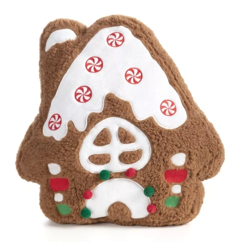Eurofirany 367 pernă decorativă de Crăciun casă 41 cm catifea maro cu broderie