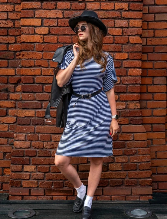De Lafense Cote 062 Rochie damă cu dungi din vâscoză, croială lejeră - bleumarin