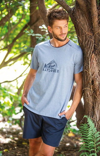 MNS 628 Pijamale pentru bărbați Key, albastru melange