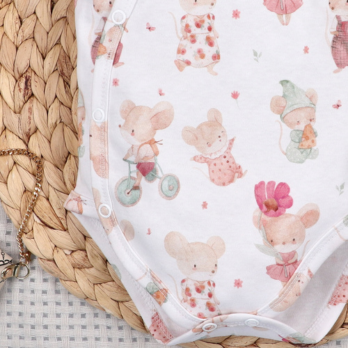 Body bebeluși Nini Little Mouse bumbac organic tip petrecut mânecă scurtă
