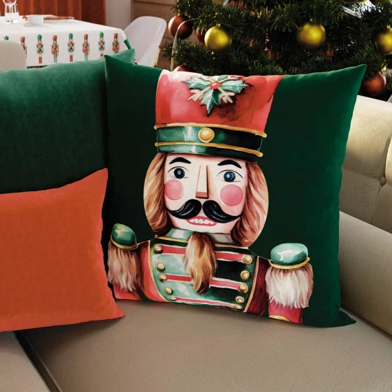 PBN279 Nutcrackers Fata de perna de Craciun Marquisette verde