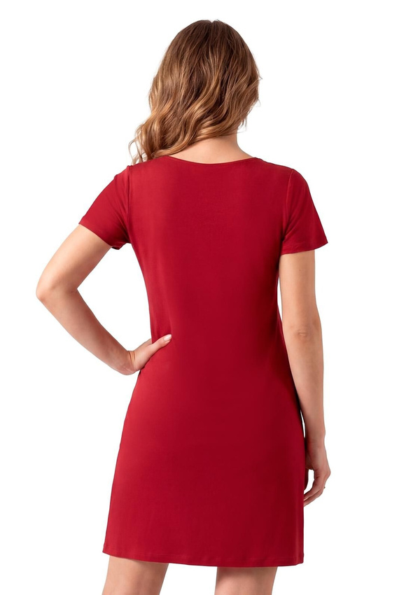 Cămașă de noapte Damaris Donna din vâscoză, elegantă, cu dantelă și decolteu în V, burgundy