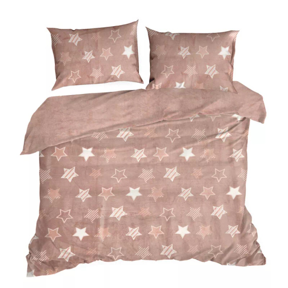 Lenjerie de pat din velur Flano 4 stele Eurofirany roz pudrat