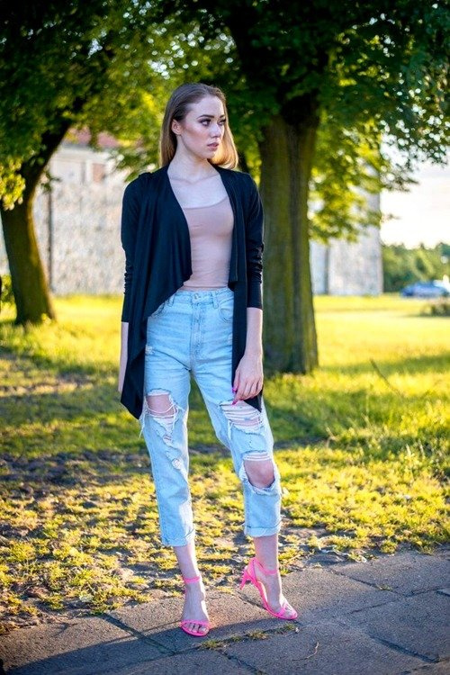 552 Letni Kardigan Sweterek Damski MIRACLE  - czarny 