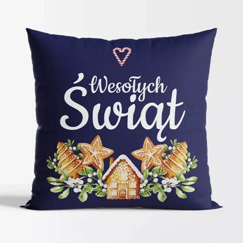 TBN016 Pernă de Crăciun turtă dulce Marquisette bleumarin