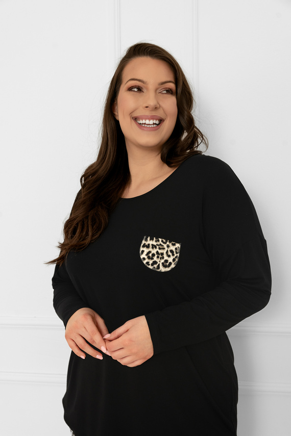 Kenia Pijama de damă Italian Fashion - mânecă lungă, pantalon cu imprimeu leopard