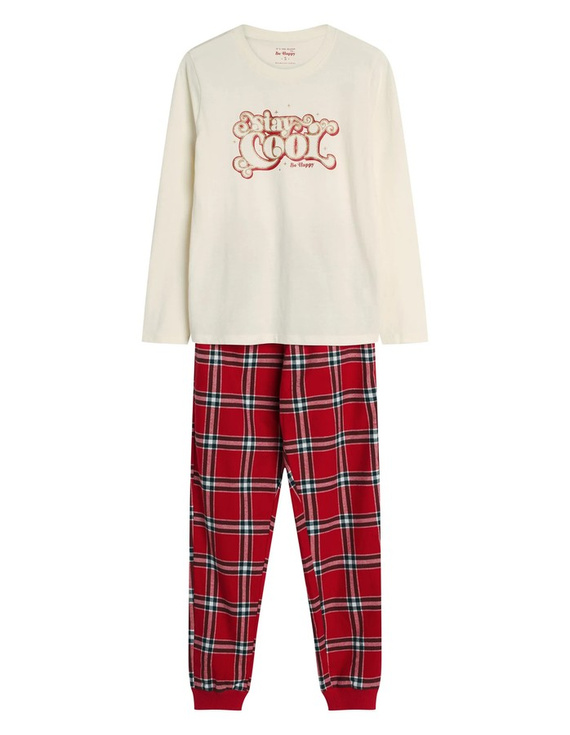 43718 Dotie Henderson Set pijama de Crăciun pentru femei, roșu - Mânecă lungă și pantaloni