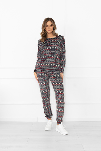 Set pentru femei Navara - set de fleece în model de Crăciun cu reni Italian Fashion - grafit