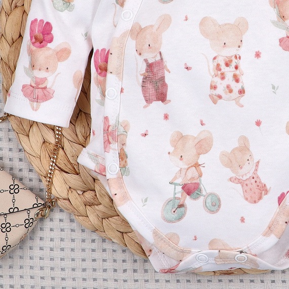 Body Nini Little Mouse 100% cotone biologico, prodotto in Polonia