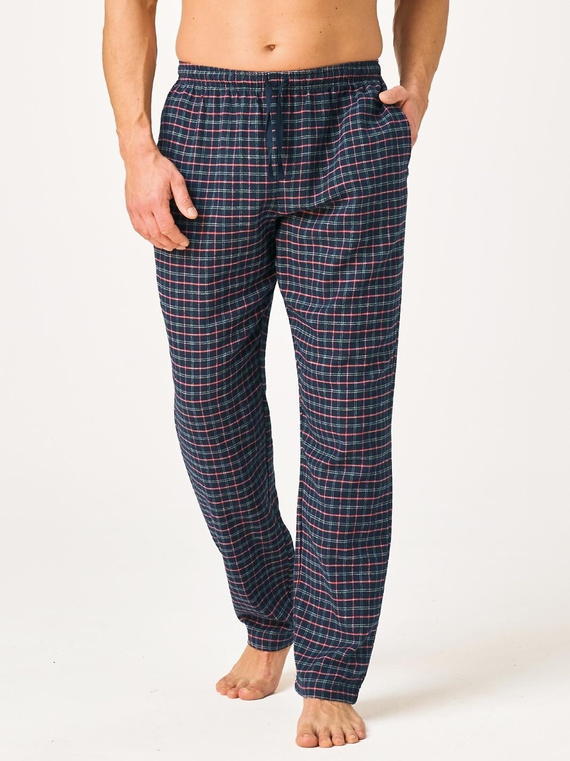 Pantaloni de pijama bărbați Key MHT 406 negri, flanel, 100% bumbac