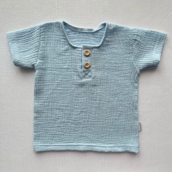 BL55108 Bluză de muselină Mamatti pentru băieți - albastru